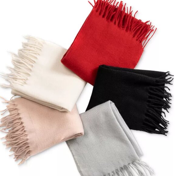 Style & Co. Red Textured Winter Scarf with Fringe Trim - NWT - Picture 2 of 10